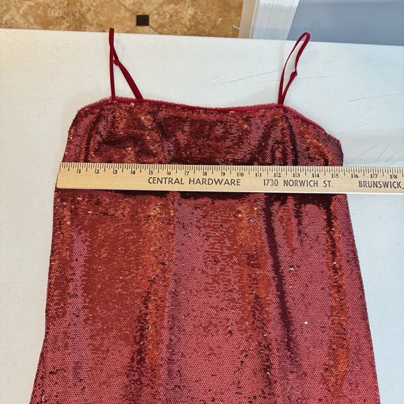 Free People Time To Shine Allover Sequin Slip Dress Size XS Red Mini Glam Grunge - Picture 11 of 13